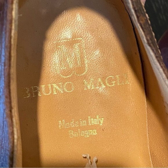 Bruno Magli Charles Brown Leather Oxford Shoes Cap Toe Brogue Men's Size 8 M - Picture 7 of 7